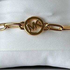 Michael Kors MK Big Chain Bracelet (Gold Tone) MK Logo Brand New